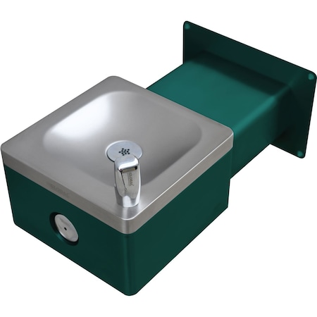 Global Industrial Outdoor Wall Mounted Drinking Fountain, Green Powder Coat 761224GN